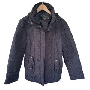 Weathercast Women's Quilted Hideaway Hoodie Zipper & Button Up Parka Jacket XL